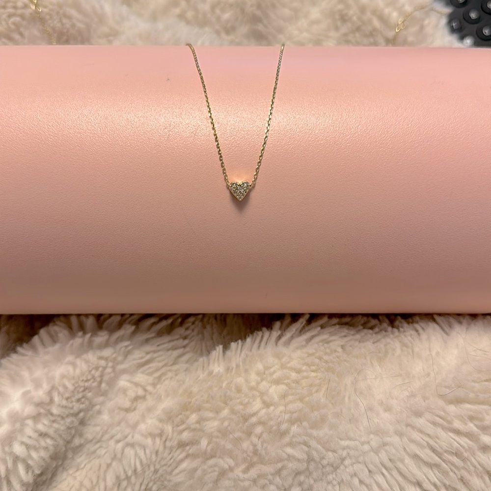 Gold Rhinestone Mini Heart Necklace